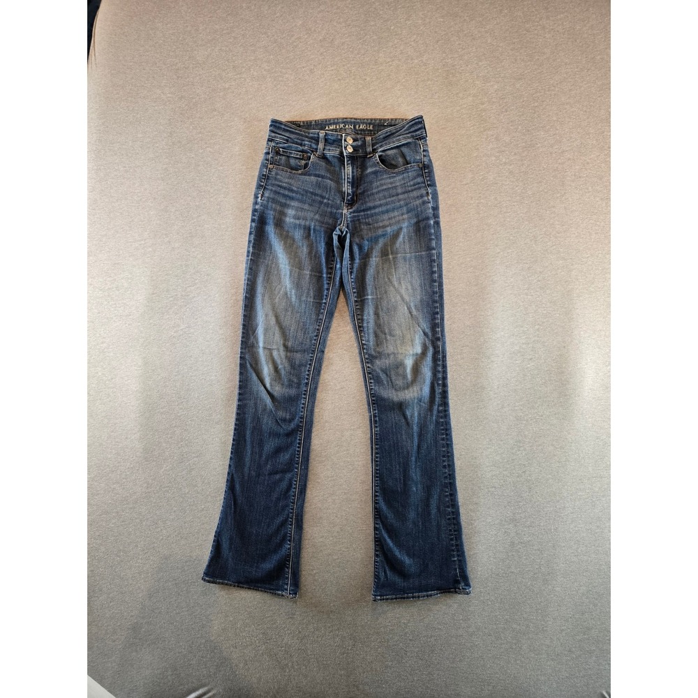 American Eagle Jeans Women 6 X-Long Blue Hi-Rise Artist Flare  Dark Wash Stretch